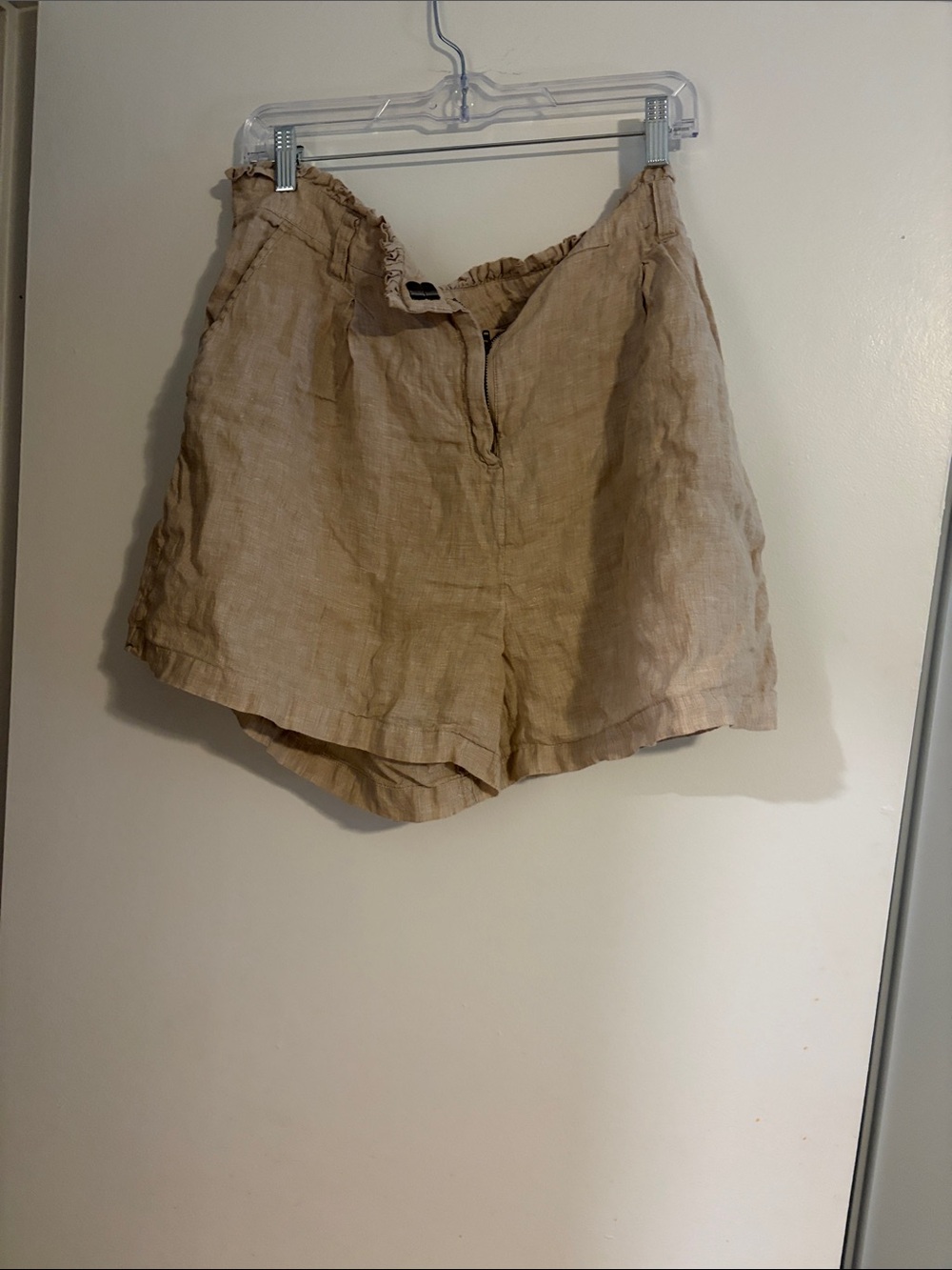 Vineyard Vines High-Waist Tan Linen Blend Shorts